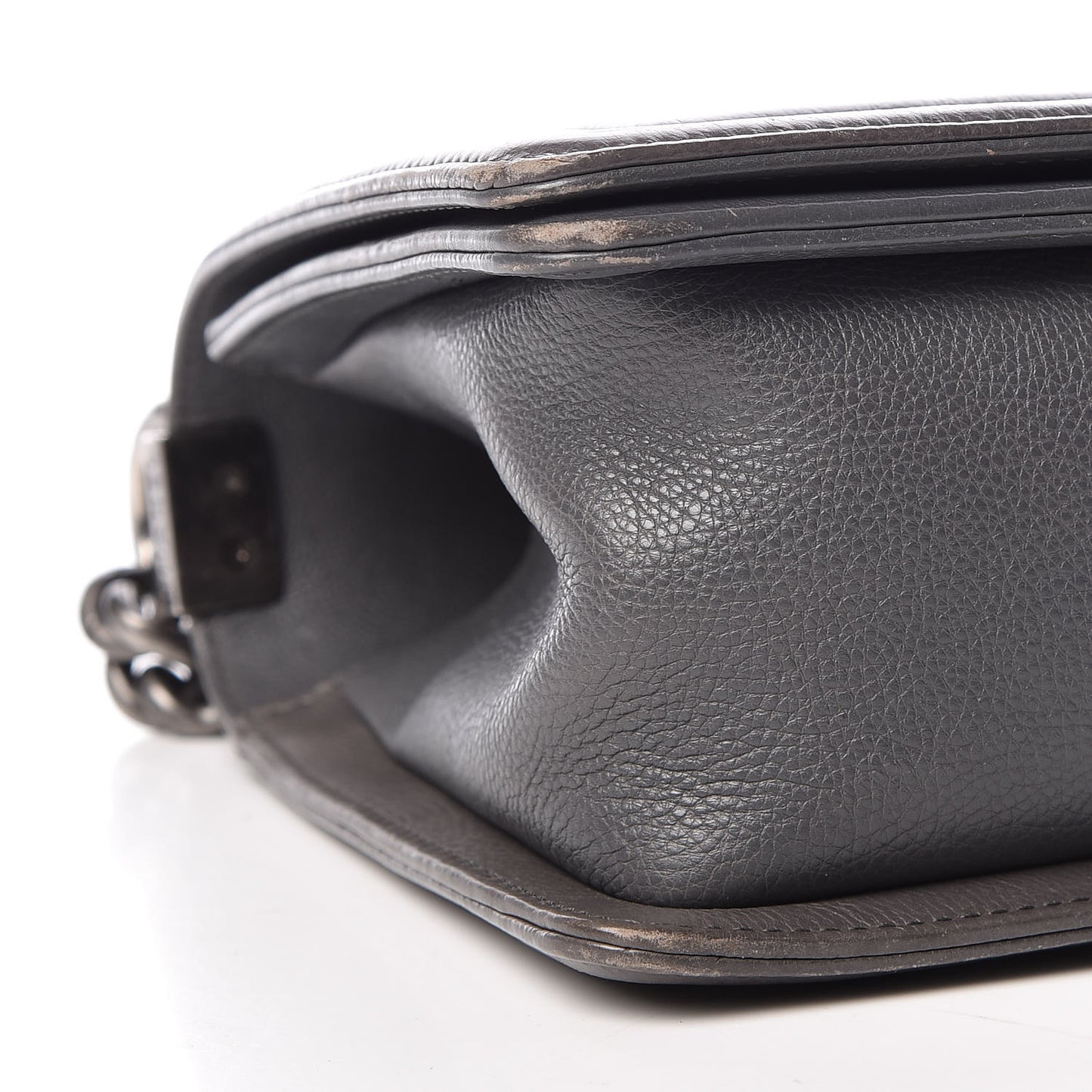 Calfskin Double Stitch Medium Boy Flap Grey