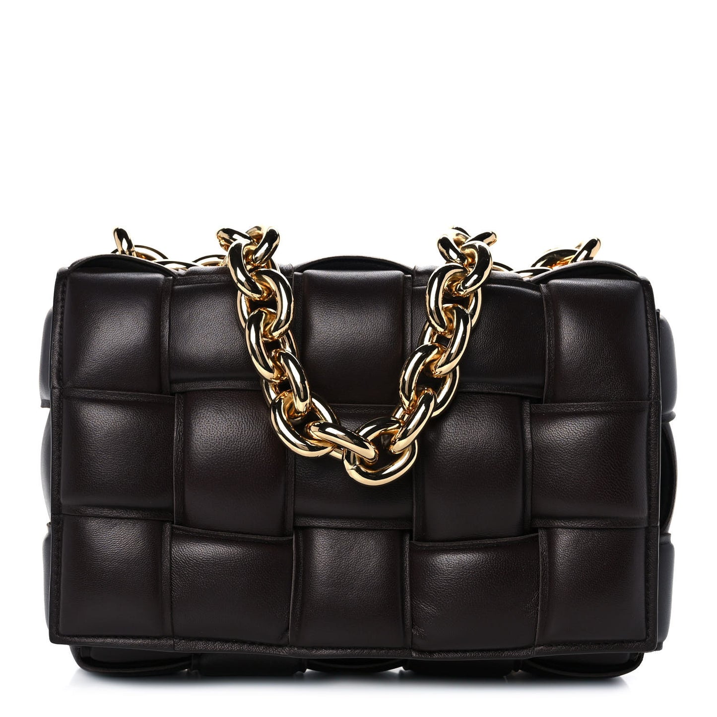 Lambskin Maxi Intreccio Padded Chain Cassette Crossbody Bag Black