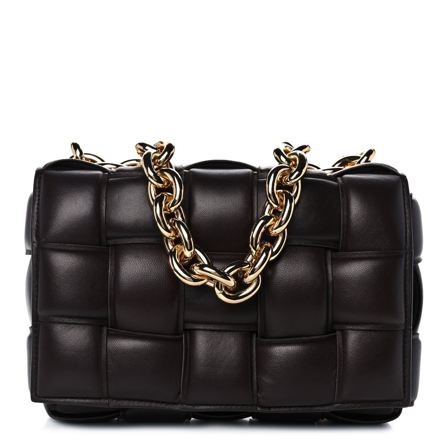 Bottega Veneta Lambskin Maxi Intreccio Padded Chain Cassette Crossbody Bag Black 1 of 9