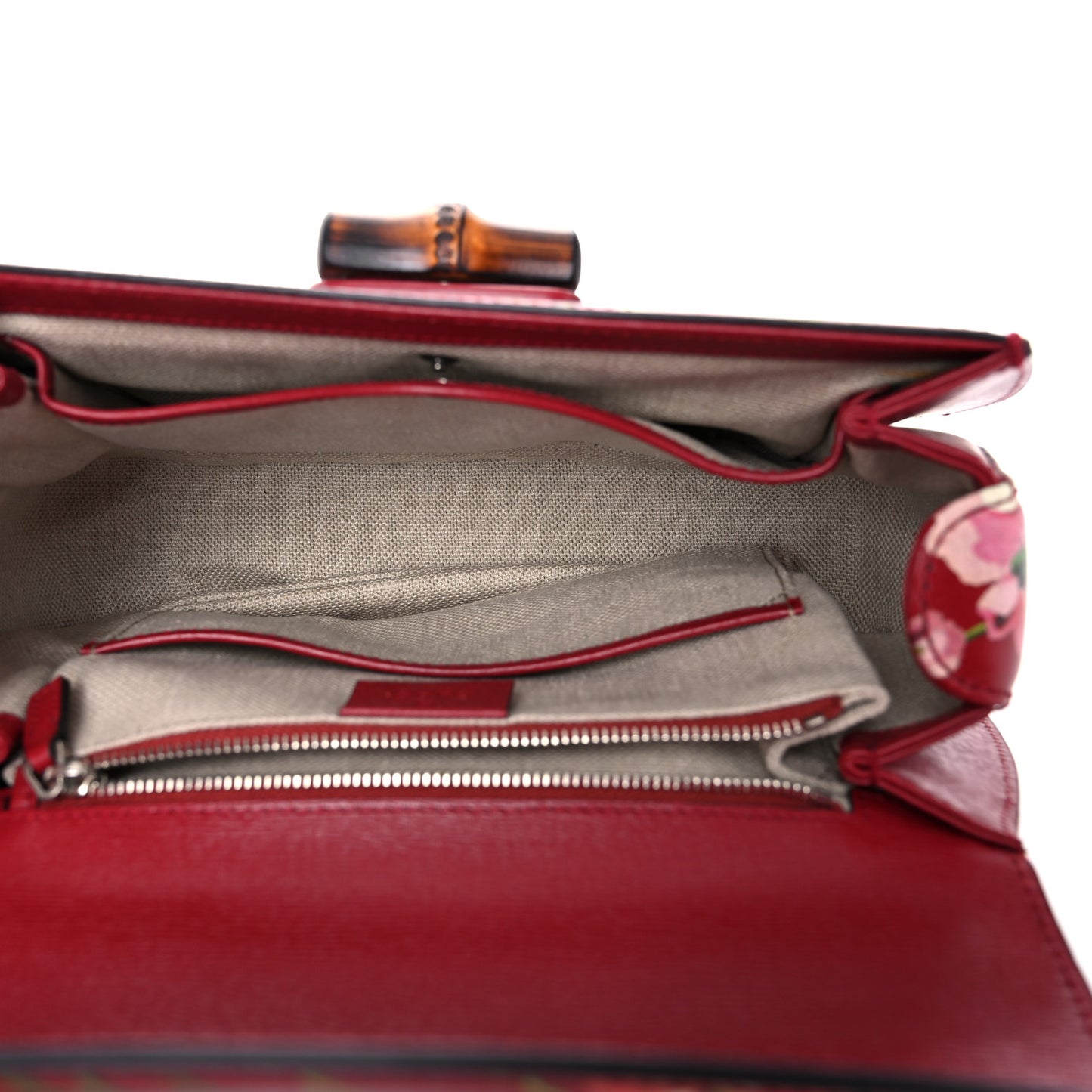 Shangai Calfskin Blooms Print Small Classic Bamboo Top Handle Bag Romantic Ceries Multicolor