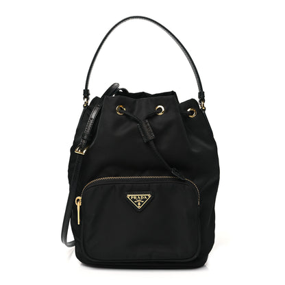 Prada Saffiano Tessuto Nylon Mini Bucket Crossbody Bag Black 1 of 9