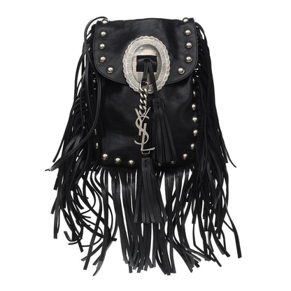 Saint Laurent Calfskin Fringe Small Studded Anita Crossbody Bag Black 1 of 9