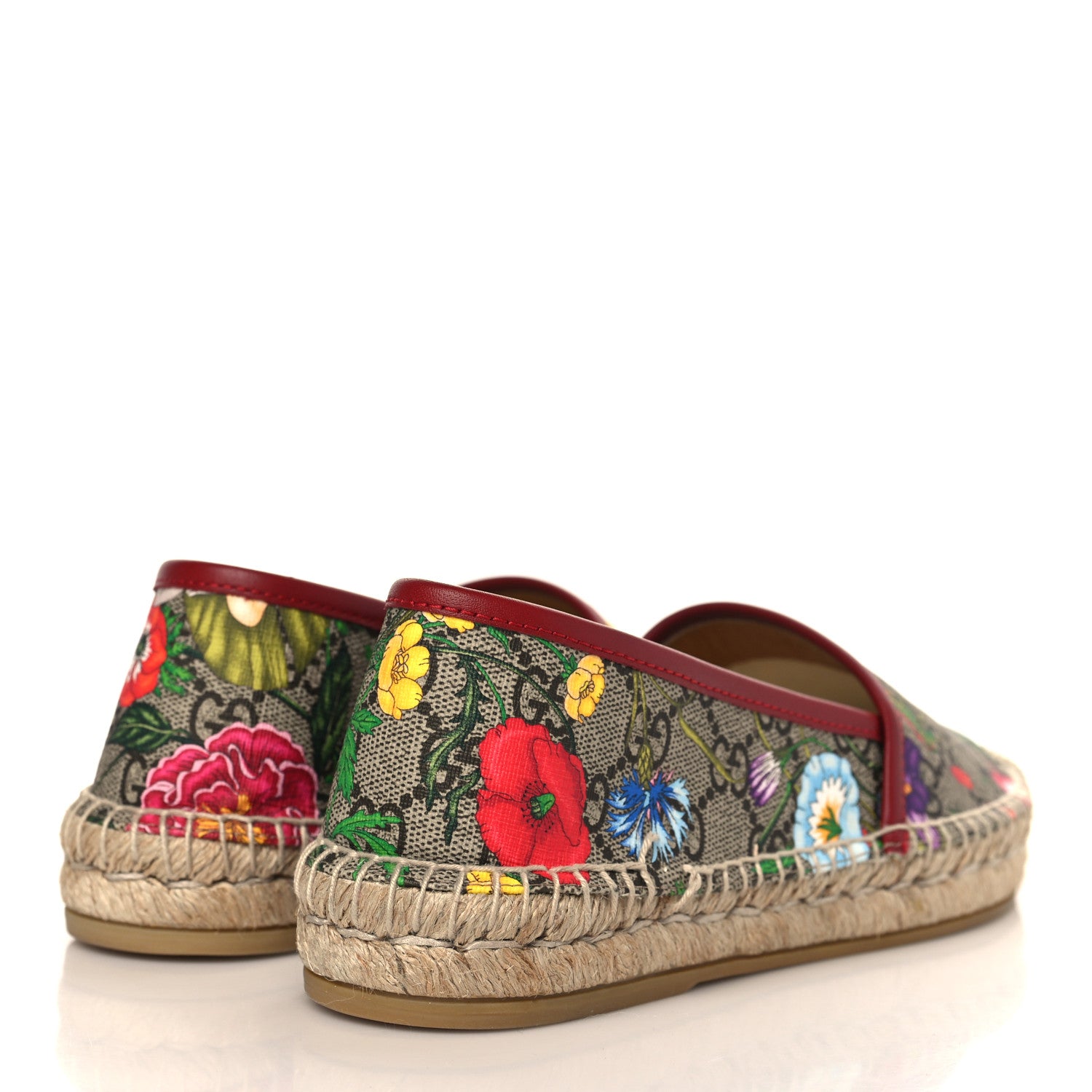 Gucci GG Supreme Monogram Tian Womens Espadrilles 37 Beige Multicolor Red 4 of 9