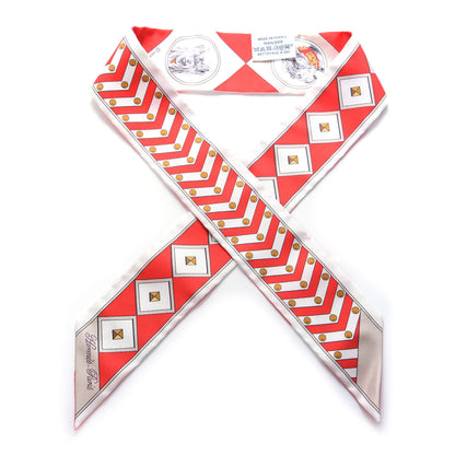 Hermes Silk Colliers Et Chiens Twilly Rouge White Mastic 1 of 3