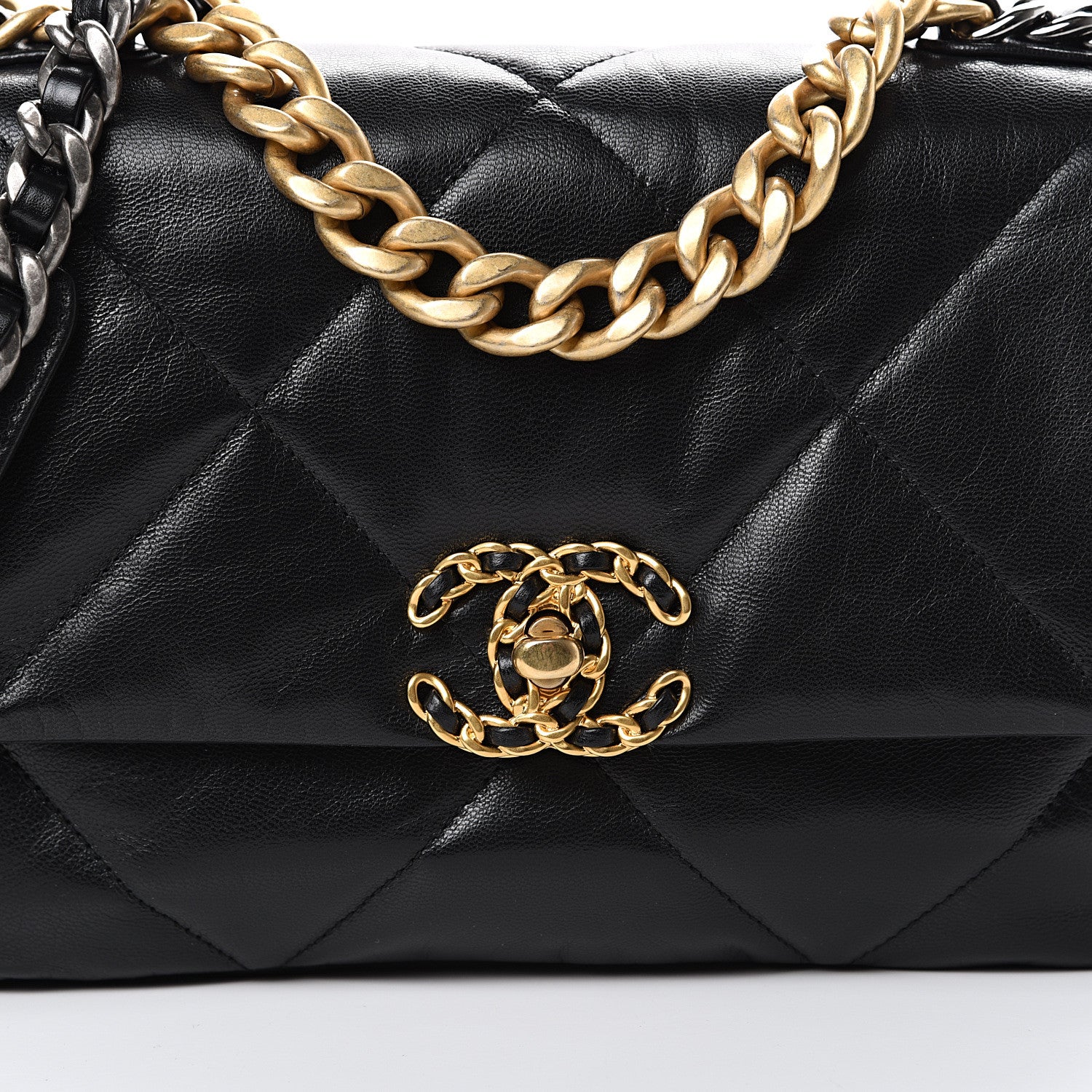 Chanel Goatskin Quilted Medium 19 Flap Black 7 of 10