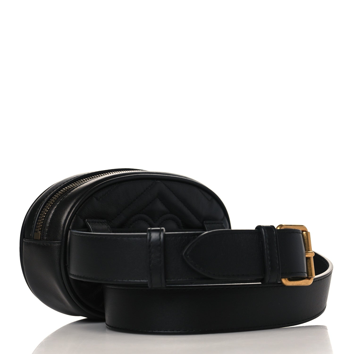Gucci Calfskin Matelasse GG Marmont Belt Bag 85 34 Black 3 of 9
