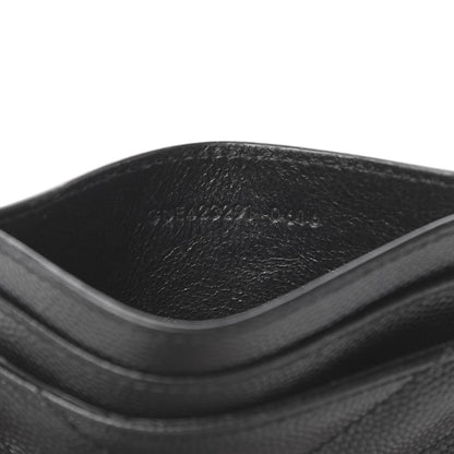 Saint Laurent Grain De Poudre Matelasse Chevron Monogram Credit Card Case Black 7 of 7