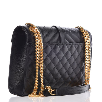 Saint Laurent Grain De Poudre Textured Mixed Matelasse Triquilt Medium Monogram Satchel Black 4 of 8