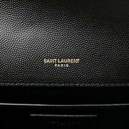 Saint Laurent Grain De Poudre Textured Mixed Matelasse Triquilt Medium Monogram Satchel Black 6 of 10