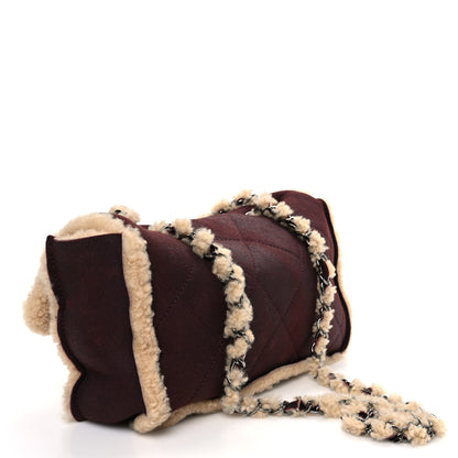 Chanel Shearling Quilted Medium Single Flap Bordeaux 3 of 12