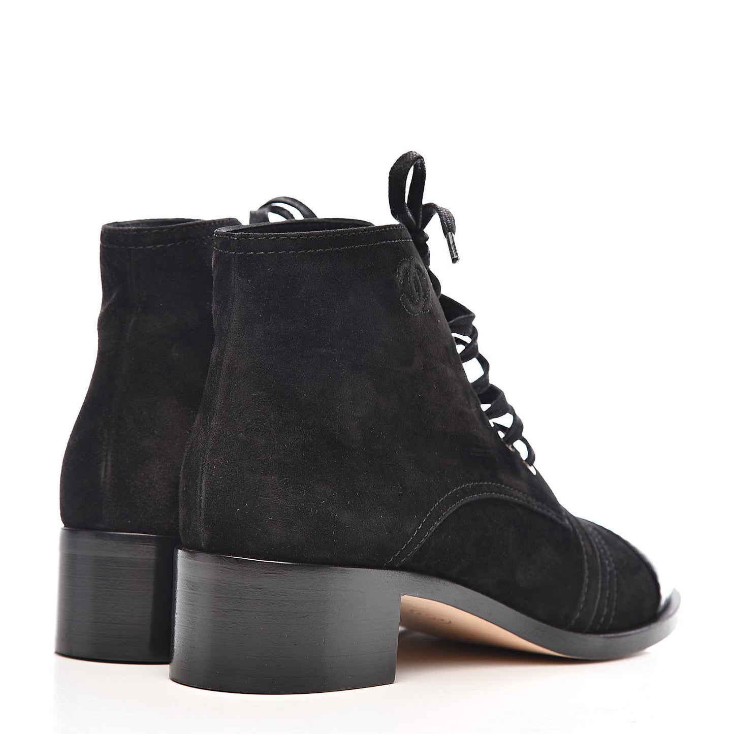 Suede Patent Cap Toe CC Boots 38.5 Black