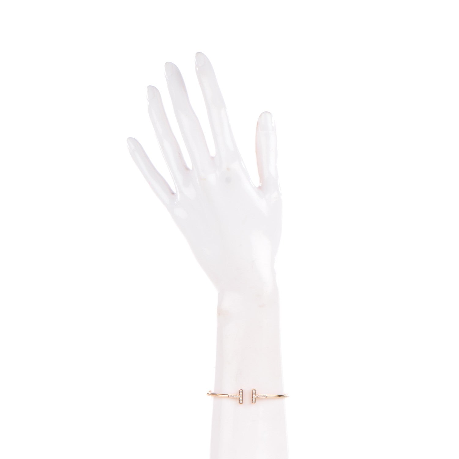 Tiffany 18K Rose Gold Diamond T Wire Bracelet 2 of 6