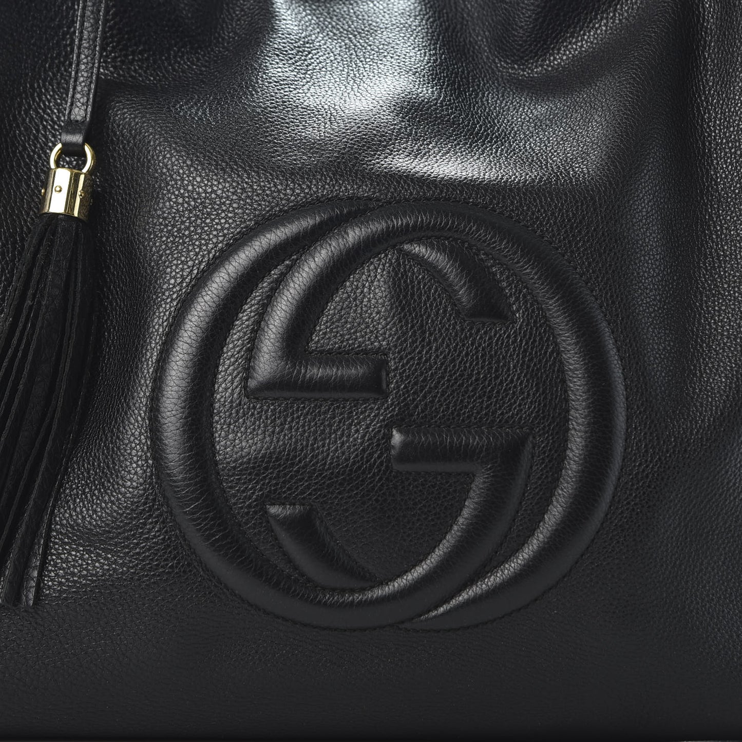 Pebbled Calfskin Large Soho Shoulder Bag Black