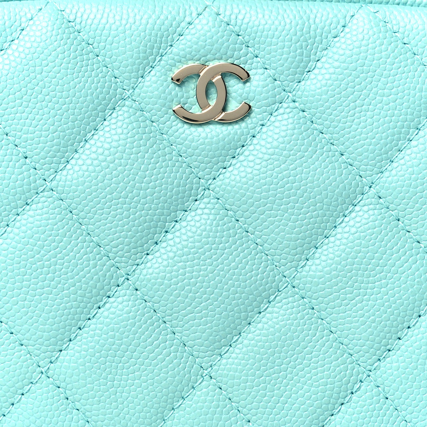 Chanel Caviar Quilted Small Curvy Pouch Cosmetic Case Light Blue 8 of 11
