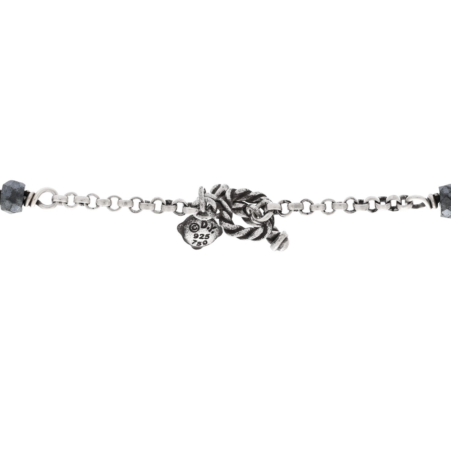 David Yurman Sterling Silver 18K Yellow Gold Labradorite Hematine Blue Topaz Elements Chain Necklace 4 of 4