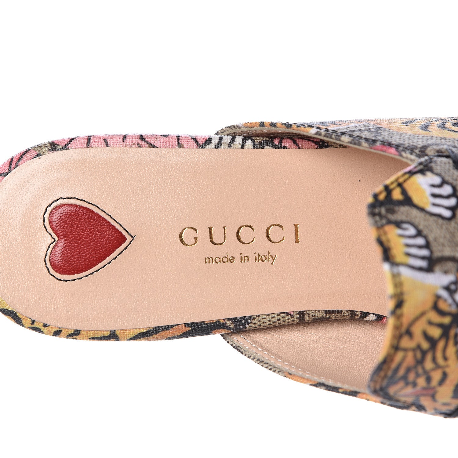 Gucci GG Supreme Monogram Bengal Womens Princetown Slippers 34 Beige Crop Pink 8 of 9