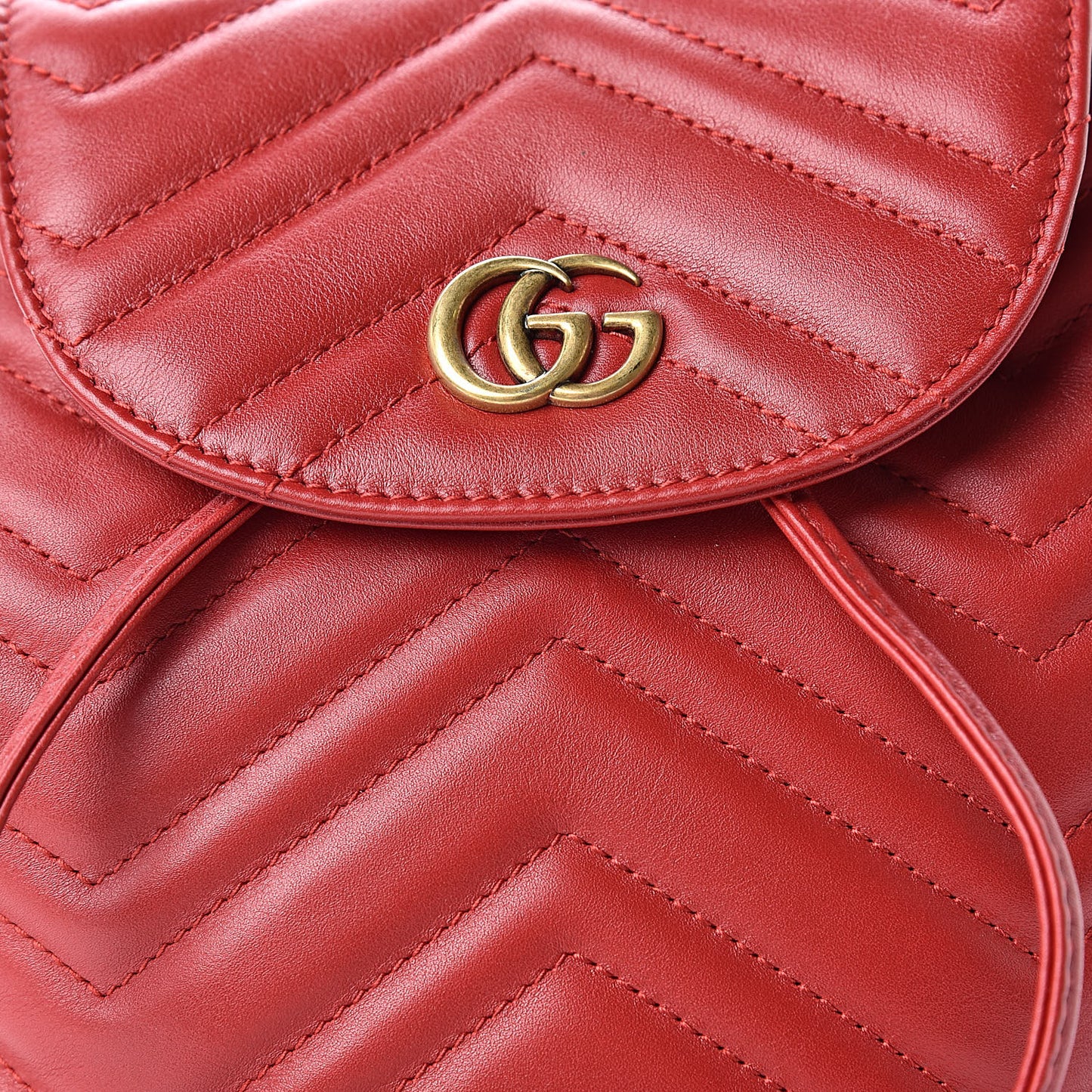 Calfskin Matelasse GG Marmont Flap Backpack Hibiscus Red