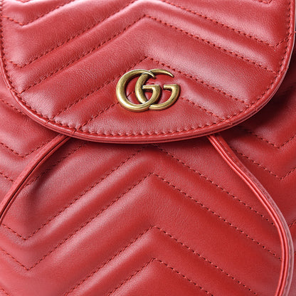 Gucci Calfskin Matelasse GG Marmont Flap Backpack Hibiscus Red 8 of 10