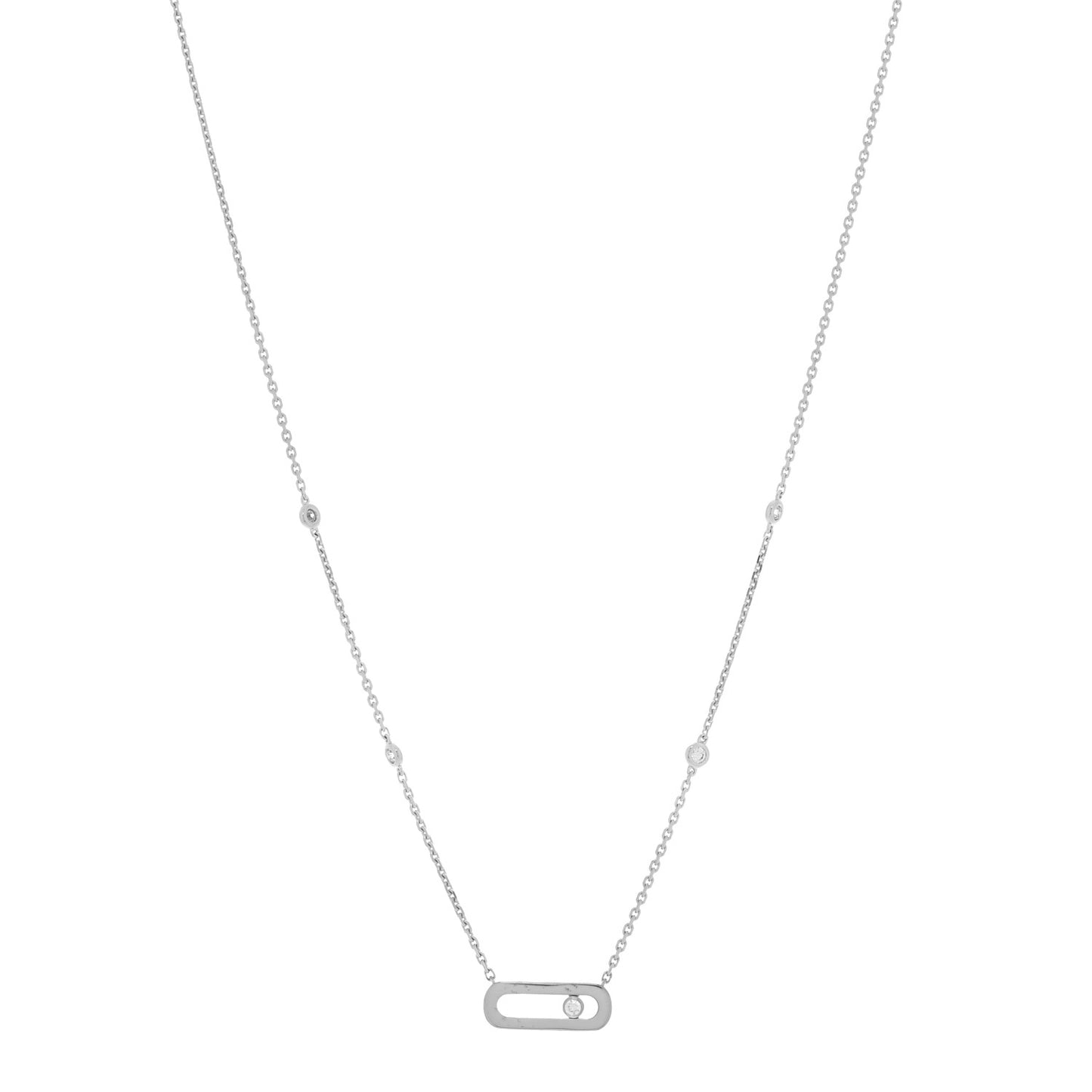 18K White Gold Diamond Move Uno Necklace