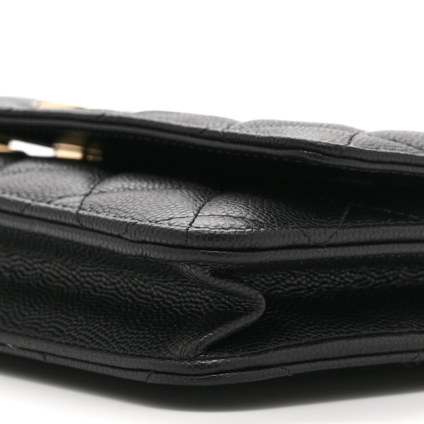Caviar Quilted Crystal CC Wallet On Chain WOC Black