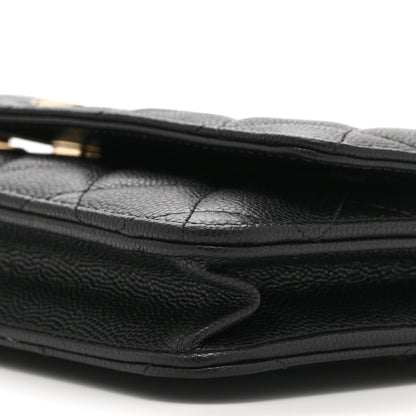 Chanel Caviar Quilted Crystal CC Wallet On Chain WOC Black 11 of 12