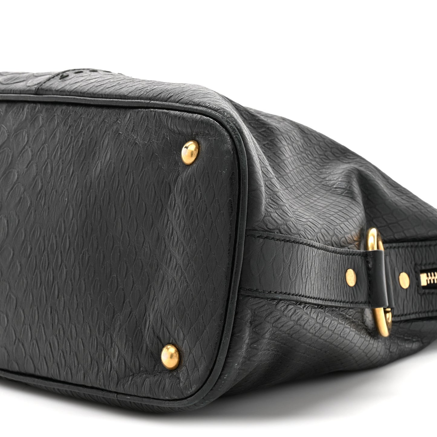 Calfskin Snakeskin Embossed Oversized Muse Black
