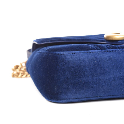Gucci Velvet Matelasse Medium GG Marmont Shoulder Bag Cobalt Blue 9 of 11