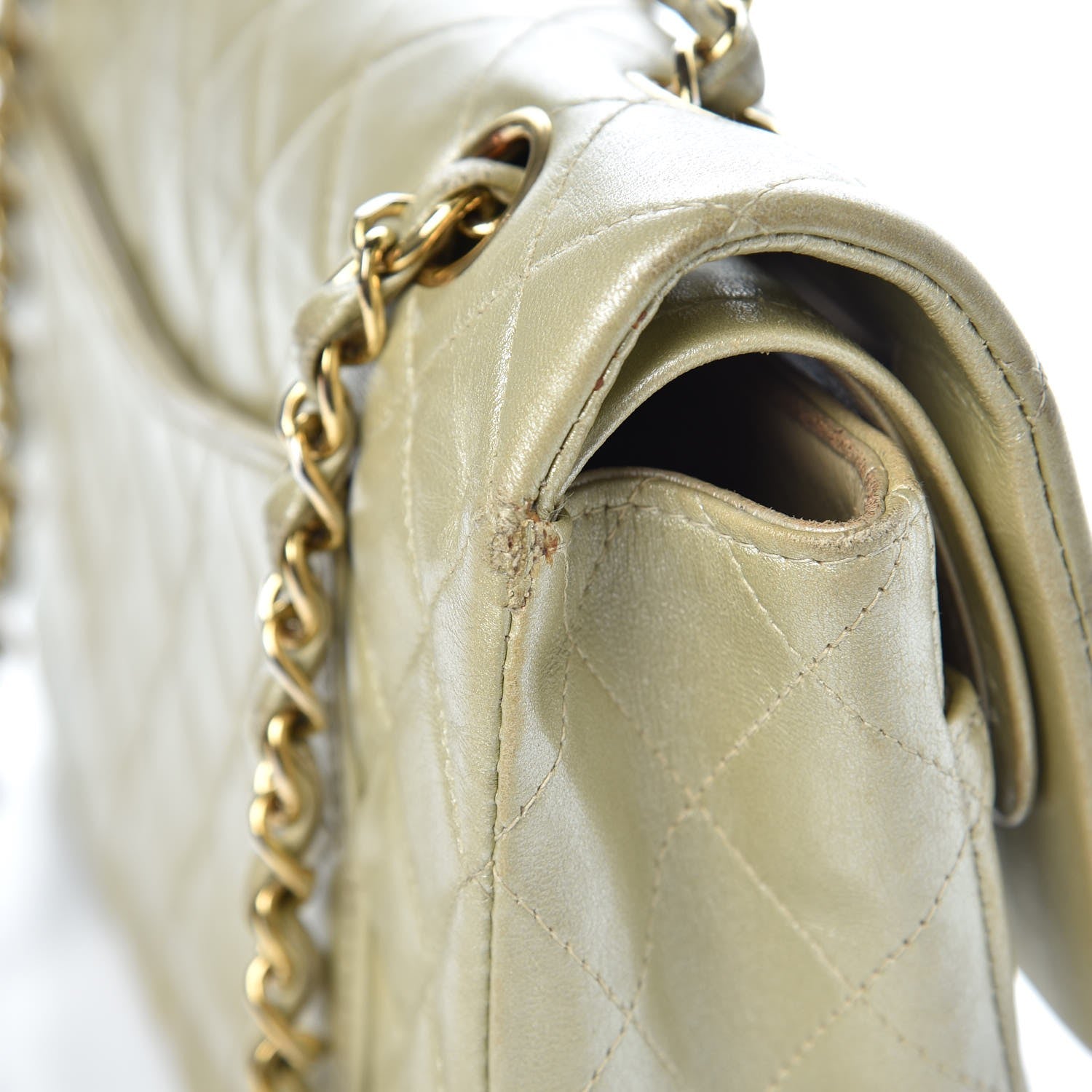 Chanel Metallic Lambskin Quilted Medium Double Flap Light Gold 21 of 22