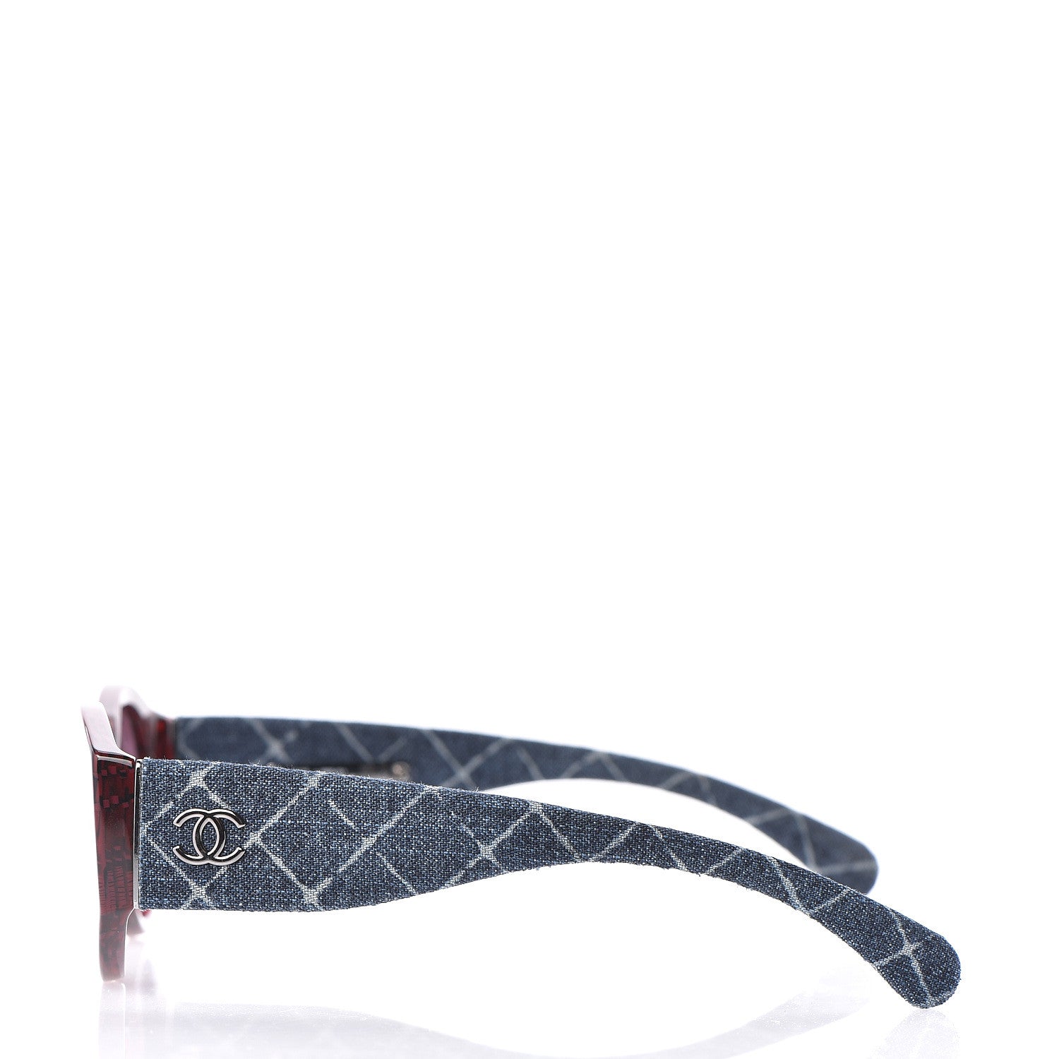 Chanel Acetate Denim Oval Sunglasses 5405 Red Dark Blue 3 of 7
