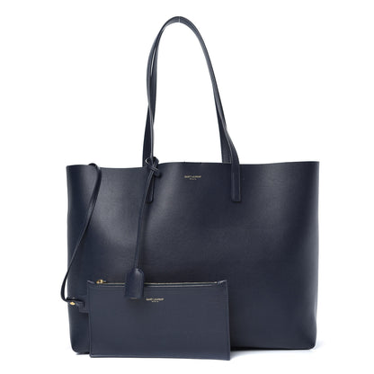 Saint Laurent Calfskin Large Shopping Tote Navy 1 of 10