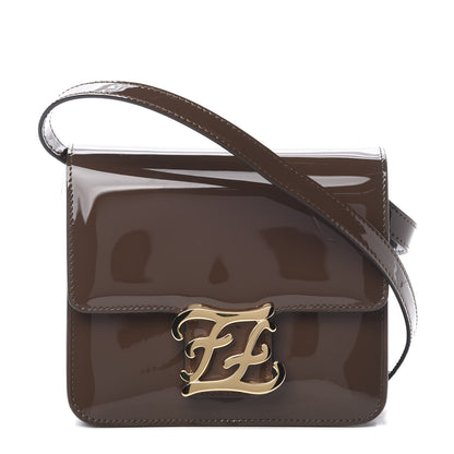 Fendi Vitello Vernice Mou Karligraphy Crossbody Bag Ebano 1 of 12