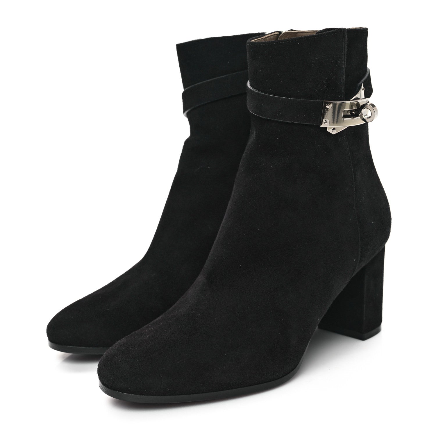 Hermes Suede Goatskin Saint Germain Ankle Boots 36 Black 3 of 9