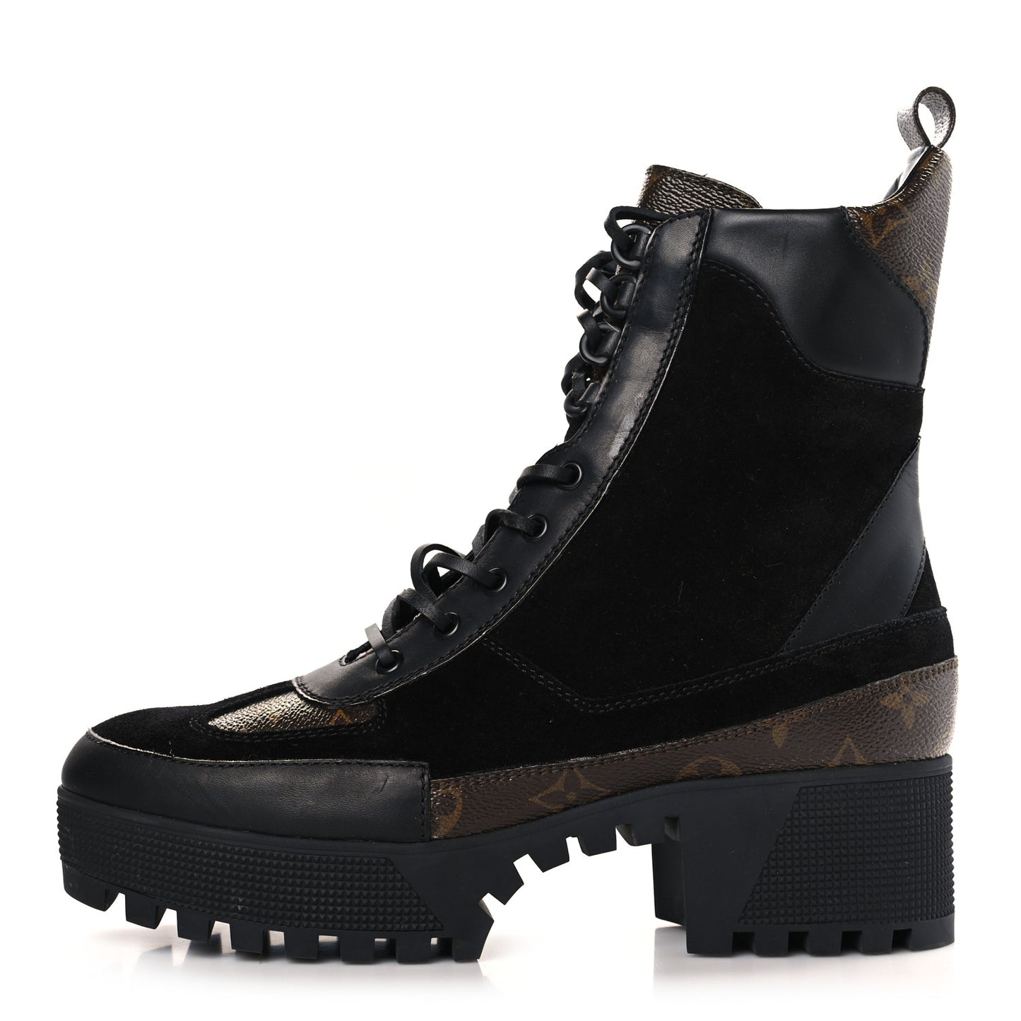 Suede Calfskin Monogram Laureate Platform Desert Boots 42 Black