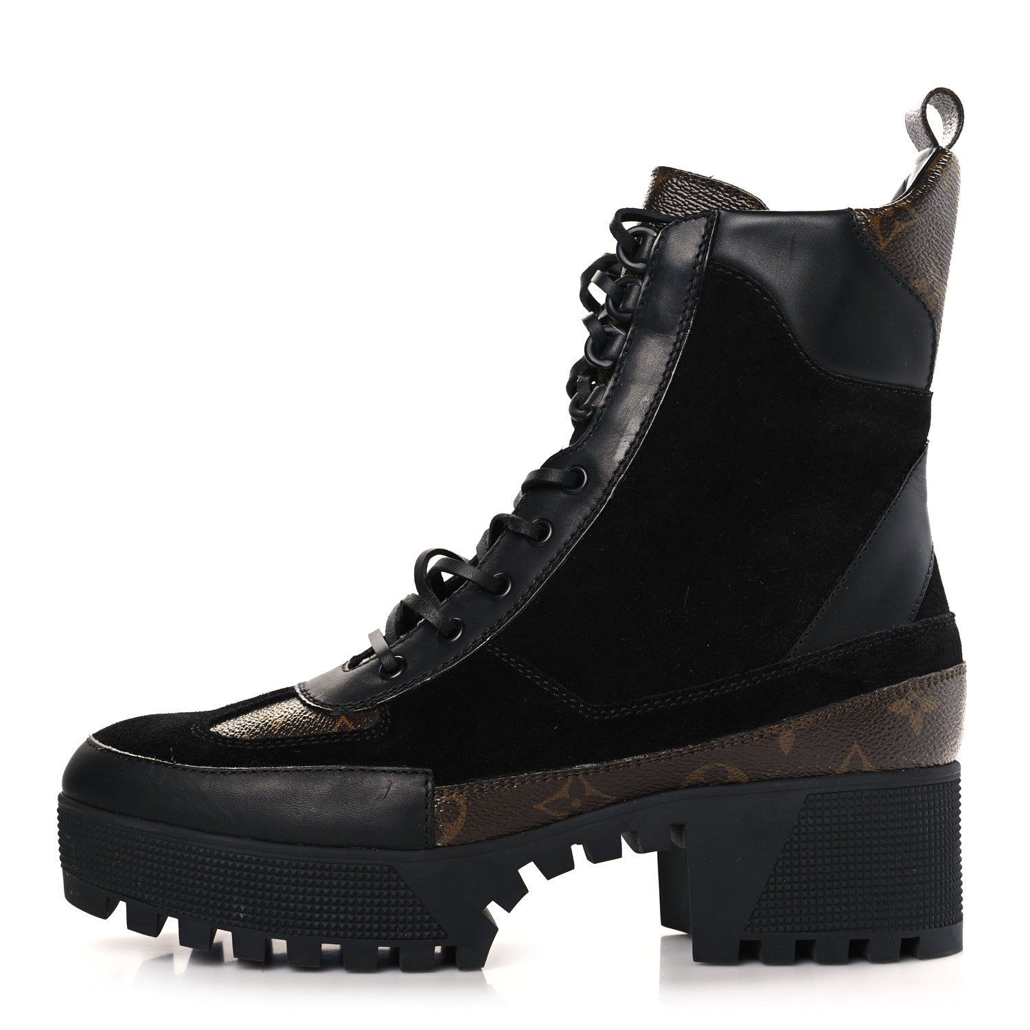 Louis Vuitton Suede Calfskin Monogram Laureate Platform Desert Boots 42 Black 1 of 8