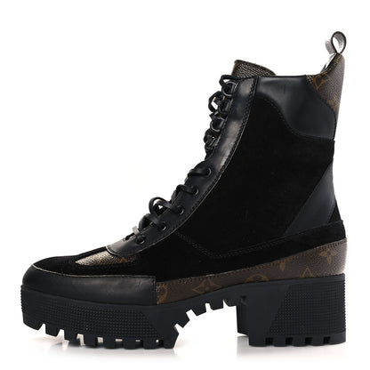 Louis Vuitton Suede Calfskin Monogram Laureate Platform Desert Boots 42 Black 1 of 8