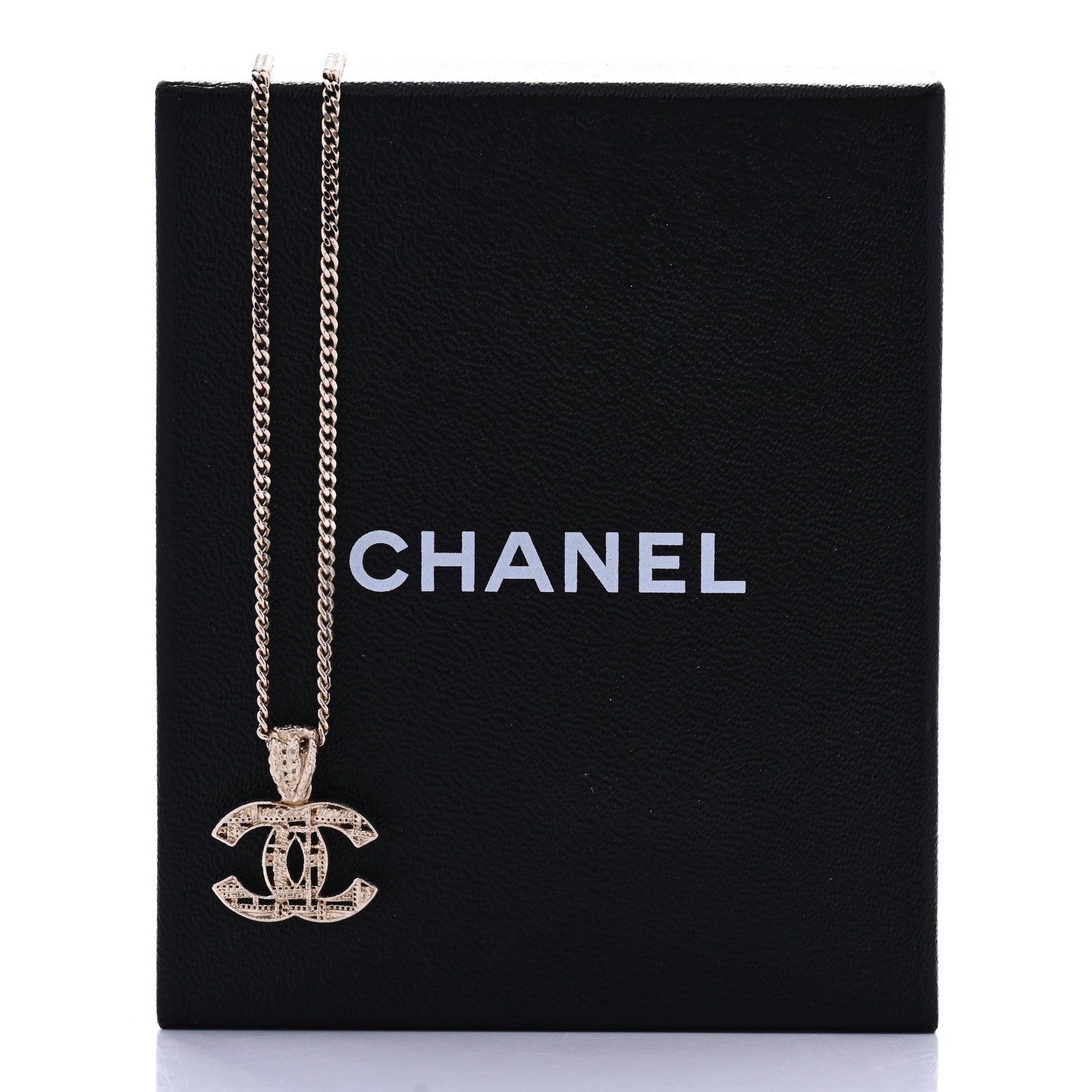 Chanel Tweed Effect CC Necklace Gold 6 of 6