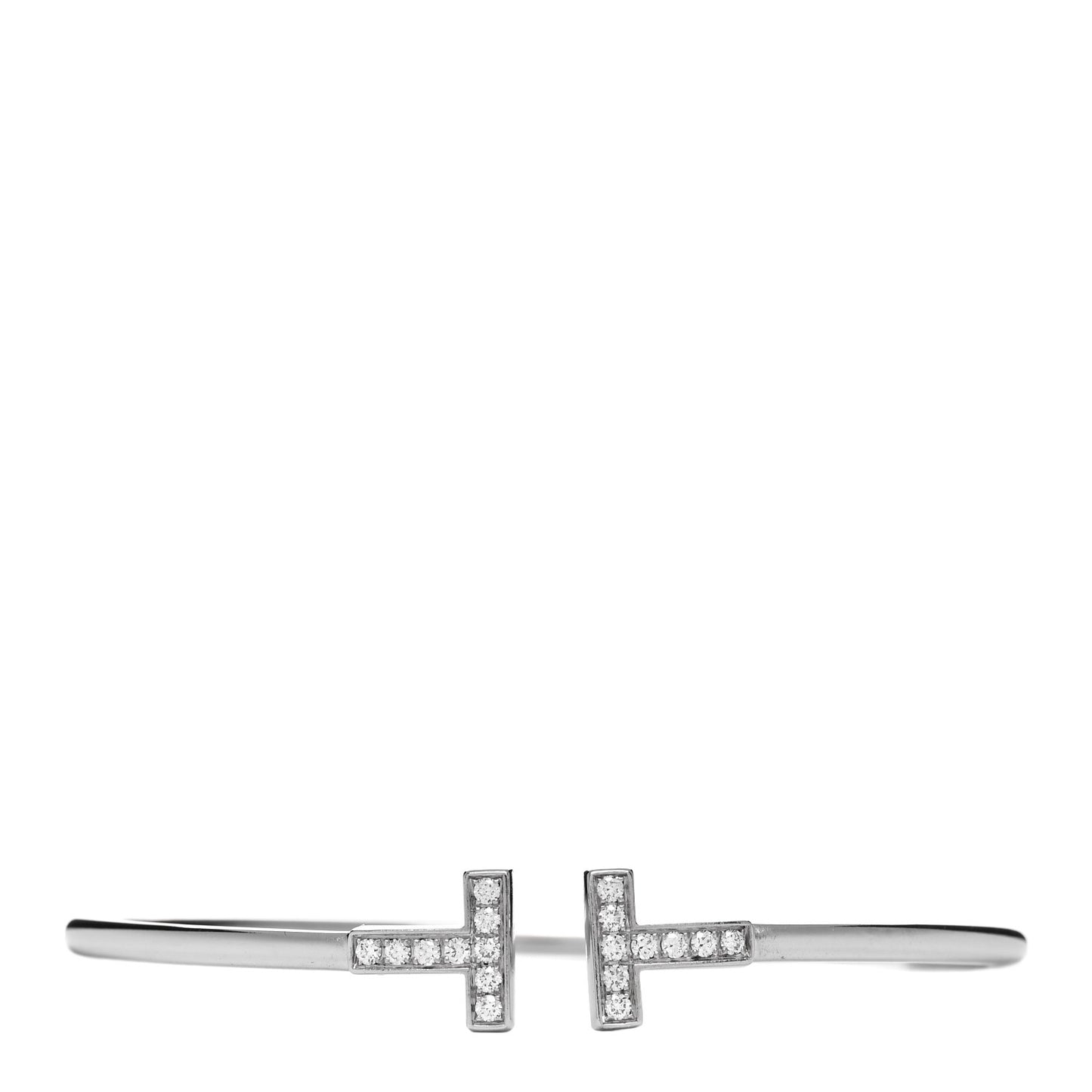 18K White Gold Diamond T Wire Bracelet