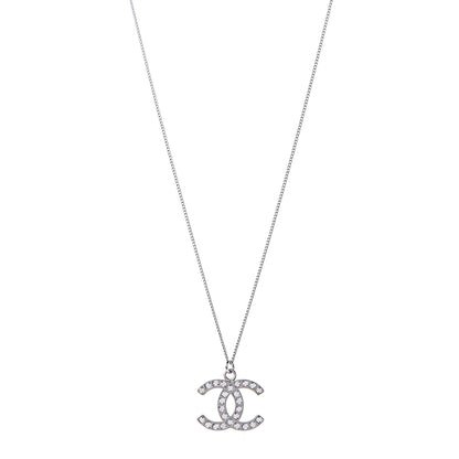 Chanel Baguette Crystal Large CC Necklace Silver 1 of 6