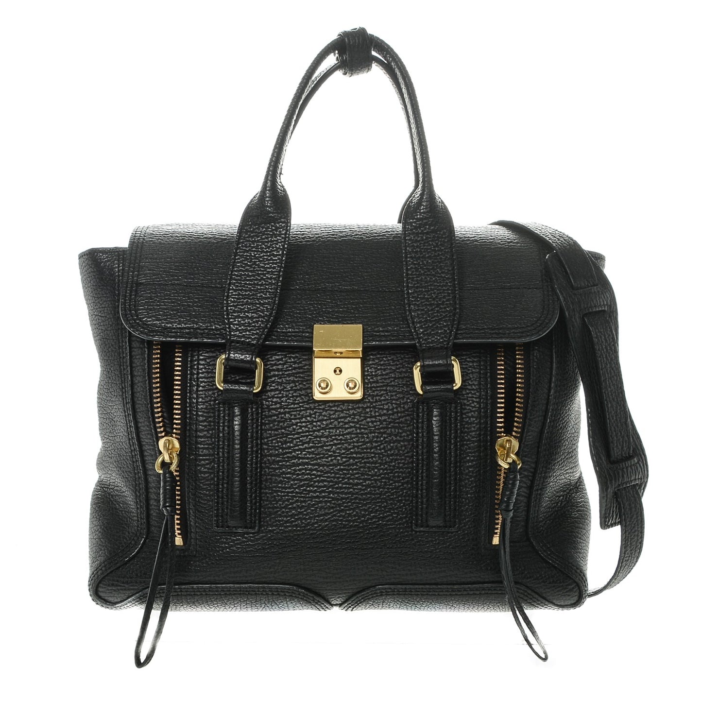 3.1 Textured Calfskin Medium Pashli Satchel Black