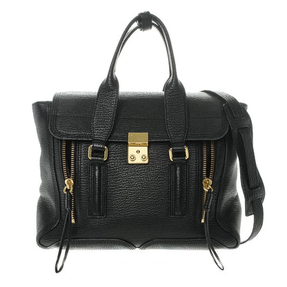 3.1 Phillip Lim 3.1 Textured Calfskin Medium Pashli Satchel Black 1 of 12