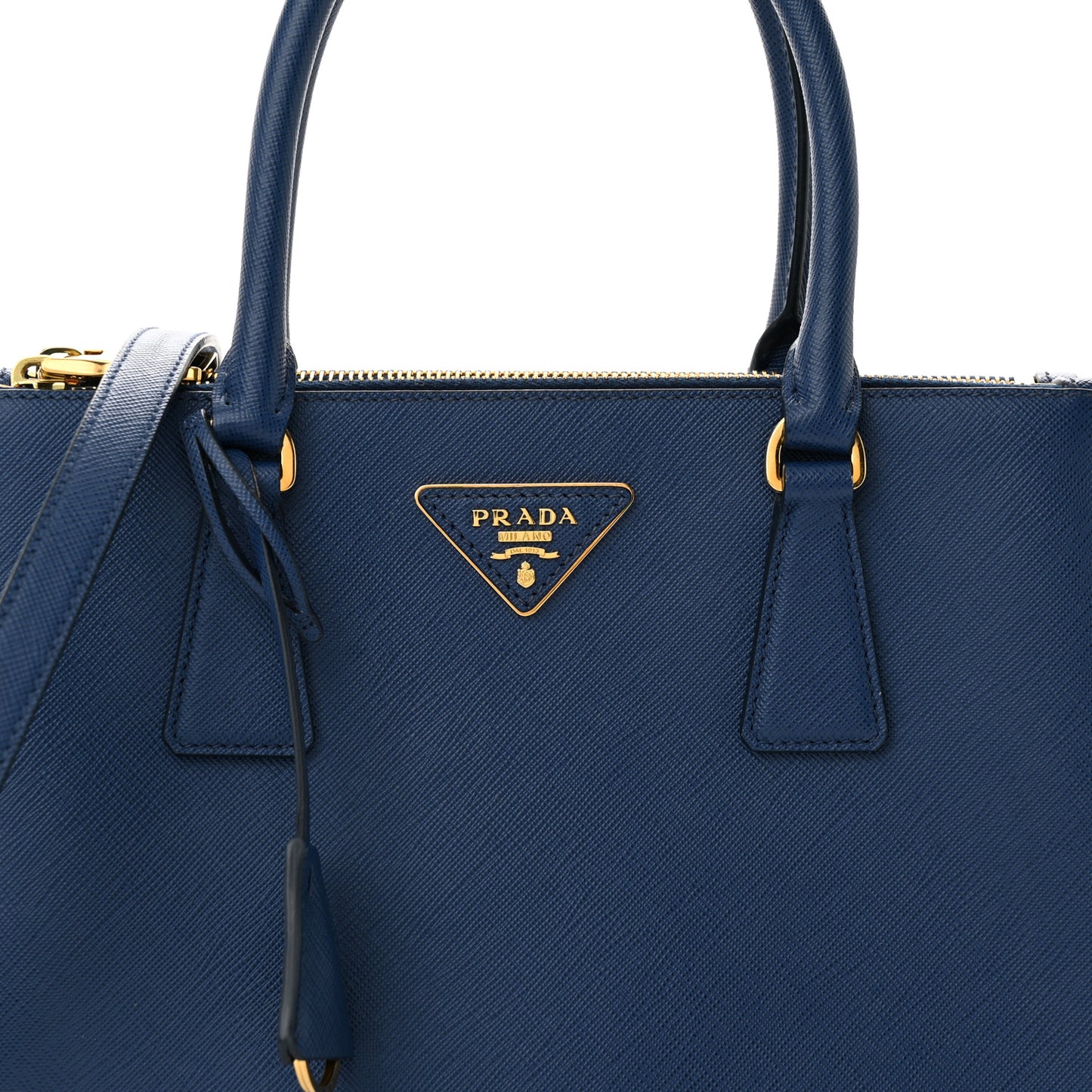 Saffiano Lux Small Galleria Double Zip Tote Bluette