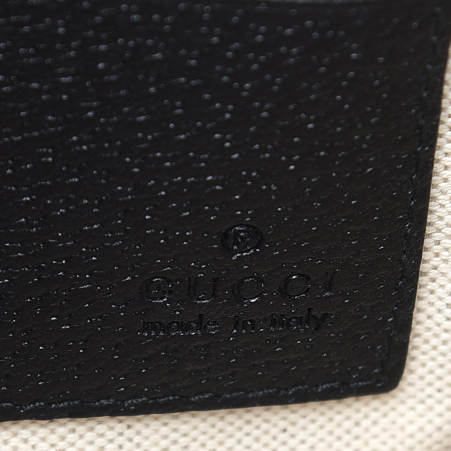 Dollar Calfskin Boar Effect Bee Star Zip Wristlet Pouch Black