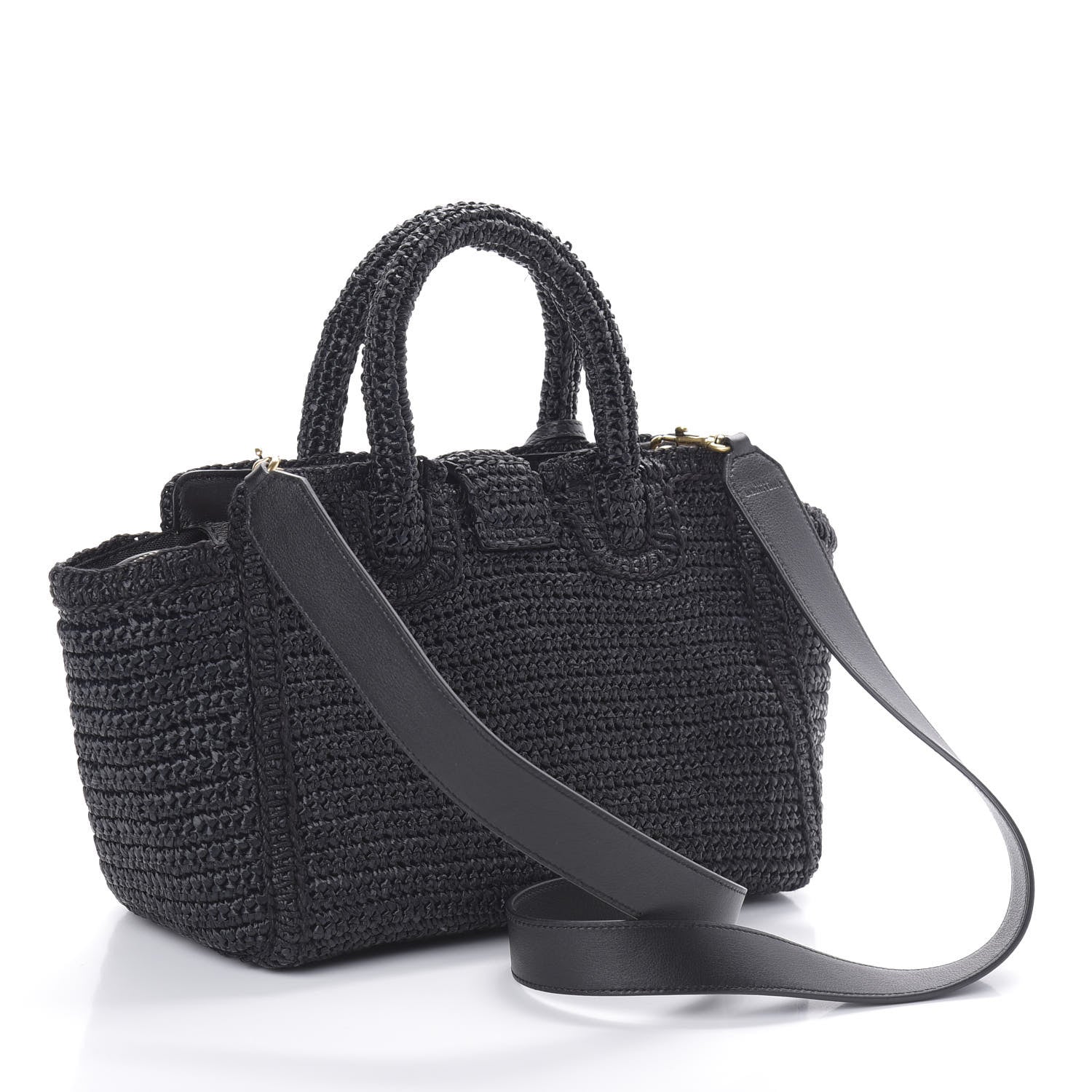 Saint Laurent Raffia Baby Monogram Downtown Cabas Black 3 of 9