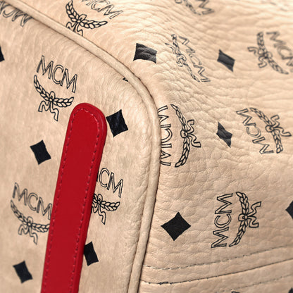 MCM Visetos Shopper Tote Beige Red 9 of 21