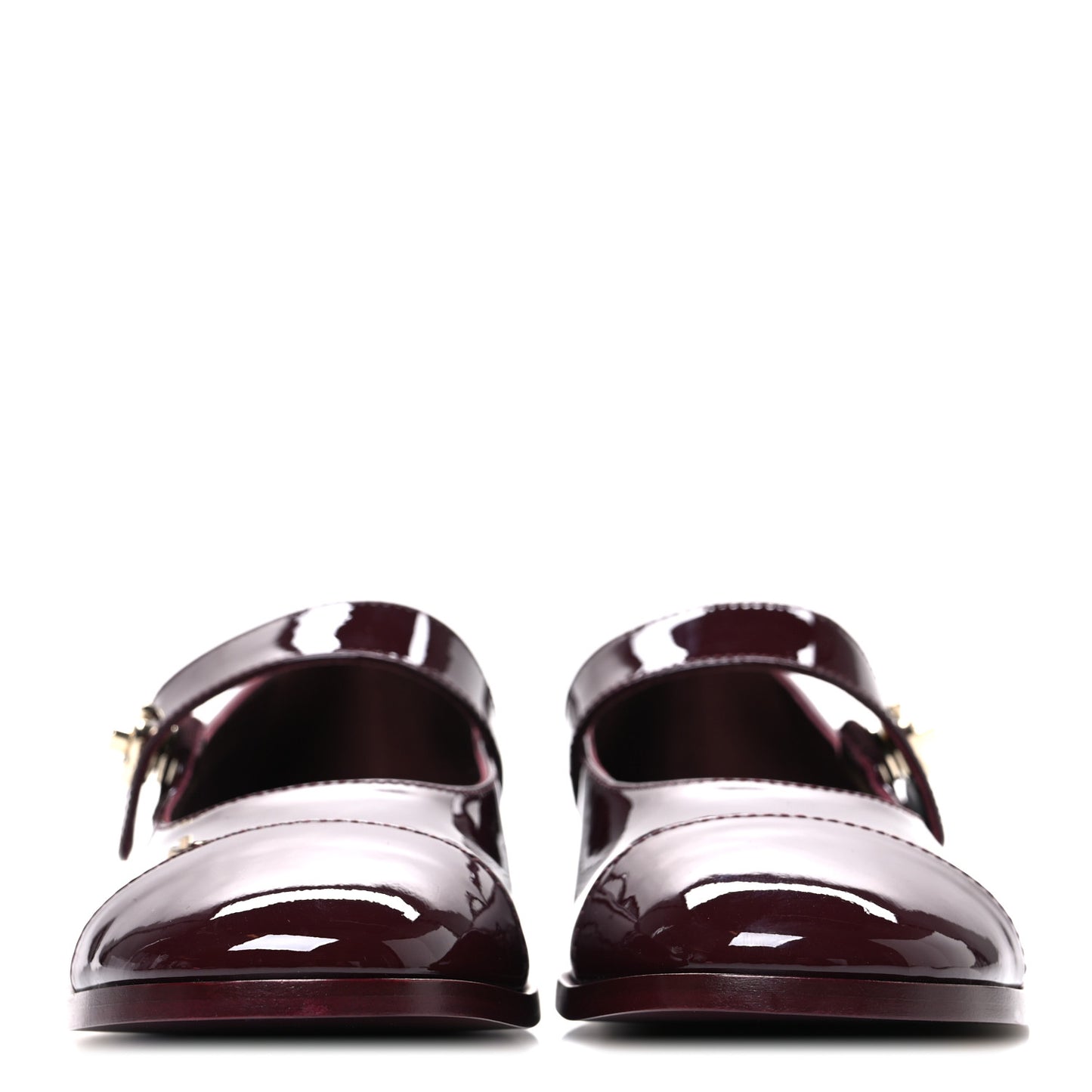 Patent Calfskin Mary Janes Flats 39.5 Burgundy