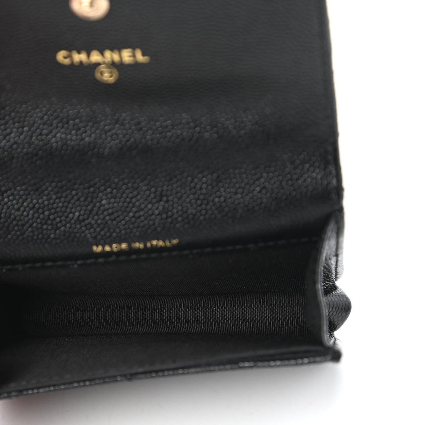 Caviar Quilted Mini Pearl On Top Coin Purse With Chain Black