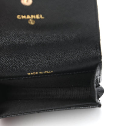 Chanel Caviar Quilted Mini Pearl On Top Coin Purse With Chain Black 5 of 12