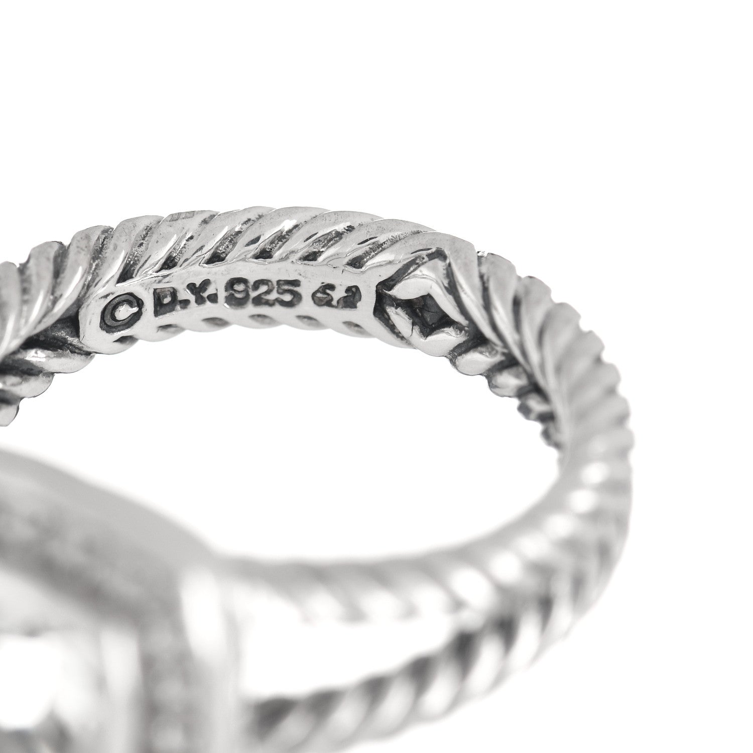 David Yurman Sterling Silver Diamond Prasiolite 7mm Petite Albion Ring 52 6 5 of 6