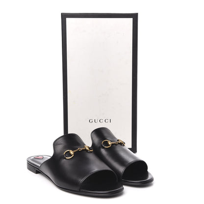 Gucci Malaga Kid Horsebit Slide Sandals 39.5 Black 9 of 9