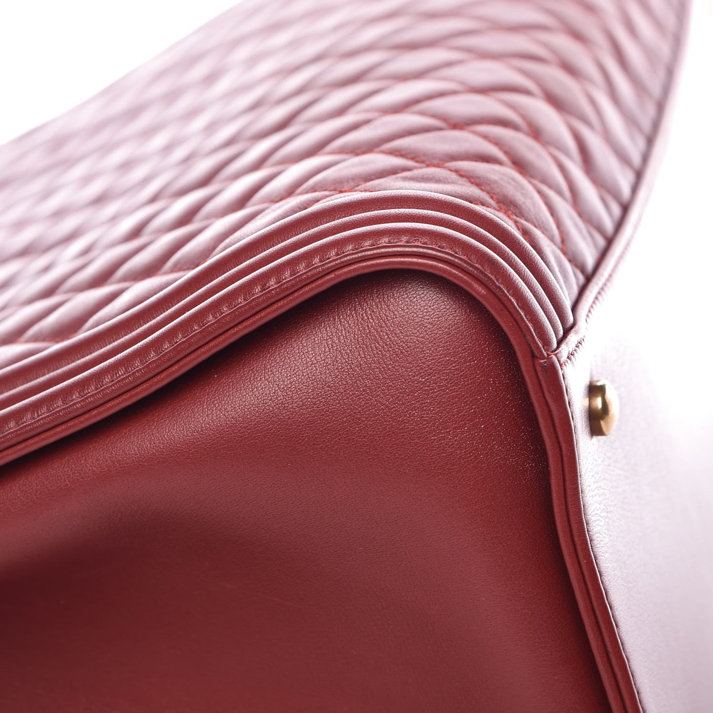 Lambskin Quilted Boy Shopping Tote Dark Red